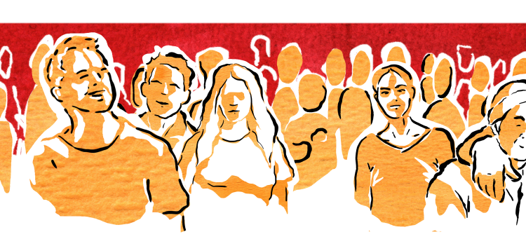 Illustration föreställande stiliserade personer i olika färger.